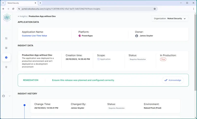 Insights to take immediate actions - Nokod Security platform